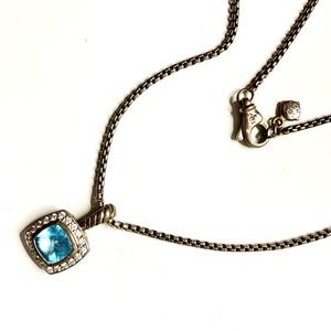 David Yurman Albion Pendant Necklace Blue Topaz